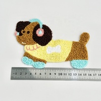 Patchs en tissu sergé brodés écologiques à motif chien, à coudre, de formes variées