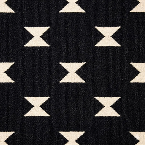 Tapis artisanal en laine et jute |   Tapis géométrique tribal bohème noir pour salon, chambre, couloir, décoration de sol de maison de style farmhouse - Product Image 4