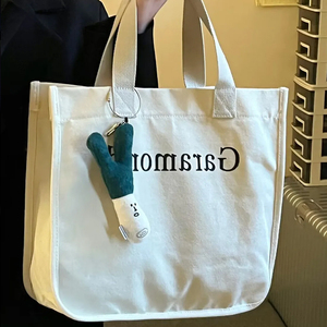 回收帆布手提袋个性化重型大号棉帆布拉链手提袋印花口袋 - Product Image 3