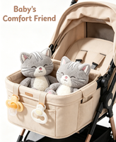 Jouet en peluche rayé gris chaton super doux en coton PP, personnalisé OEM/ODM, pour la vente en gros