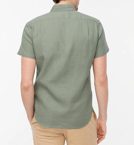 <span class=keywords><strong>เสื้อ</strong></span>เชิ้ตผู้ชายสีเขียวเรียบง่ายแบบกระดุมแถวเดียว ผ้าลินินคุณภาพสูง สไตล์ลำลอง สำหรับฤดูร้อน ปี 2023 ขายส่ง - Product Image 2