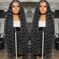 Perruques de cheveux humains naturels indiens Remy 13x6 sans colle, ondulés profonds, cuticules alignées, dentelle transparente HD complète