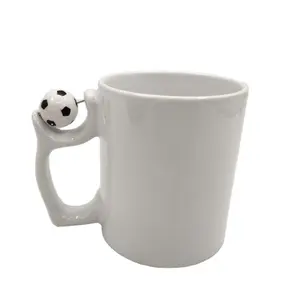 Rubysub caneca em branco de subolmação, caneca de cerâmica branca com alça de bola, 11oz para uso especial