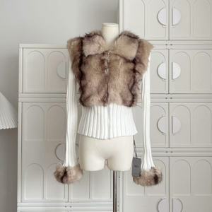 Fashion Knitted Ribbed Sweater <strong>Fleece</strong> Jacket Tops Fuzzy Faux Fur Coat Long Sleeve Custom Soft Slim Zipper <strong>Women</strong> <strong>Cardigan</strong> Sweater - Product Image 6