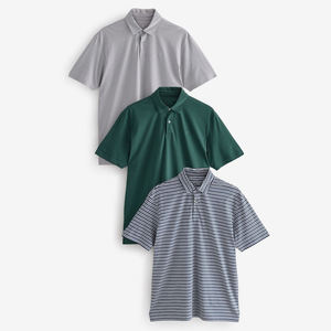 Chemises polo vierges à rayures avec logo personnalisé, polos de golf d'été de performance, en coton et en polyester, respirants et extensibles à séchage rapide pour hommes - Product Image 1