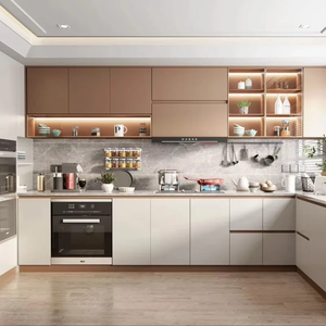 Meubles de cuisine modernes en bois sur mesure, portes en bois massif, unités de garde-manger intégrées, étagères ouvertes, design écologique pour appartement - Product Image 3