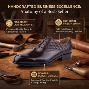 Chaussures Oxford de style britannique de haute qualité pour hommes, confortables, à lacets, pour l'automne, l'été et le printemps - Product Image 3