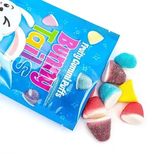 Custom Bedrukte Plastic Snack Voedsel Verpakking Zak Met Venster Voor Gummy Bladerdeeg