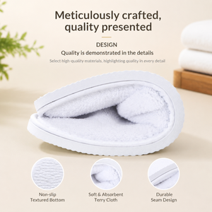 Pantuflas <span class=keywords><strong>de</strong></span> Hotel <span class=keywords><strong>de</strong></span> Lujo <span class=keywords><strong>de</strong></span> Felpa <span class=keywords><strong>de</strong></span> Coral con Suela <span class=keywords><strong>de</strong></span> EVA y Punta Cerrada para Habitaciones y Spas - Product Image 2