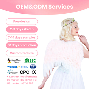 Ailes d'ange en plumes de polyester rose et blanc pour adultes, unisexe, pour mariage, festival, fête, service OEM, 2-3 jours, croquis - Product Image 1