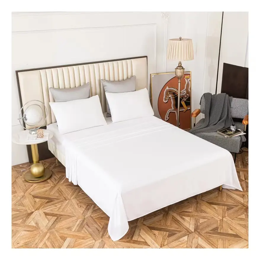 ชุดผ้าปูที่นอนไมโครไฟเบอร์สำหรับโรงแรมบ้าน4ชิ้นผ้าปูที่นอนโพลีเอสเตอร์100% ปรับขนาดได้ตามต้องการ