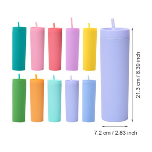 Gobelet isotherme mince en acrylique à double paroi de 16 oz, blanc, avec paille et couvercle, qualité alimentaire, pour café <span class=keywords><strong>froid</strong></span>, idéal pour la vente en gros et les cadeaux promotionnels - Product Image 3
