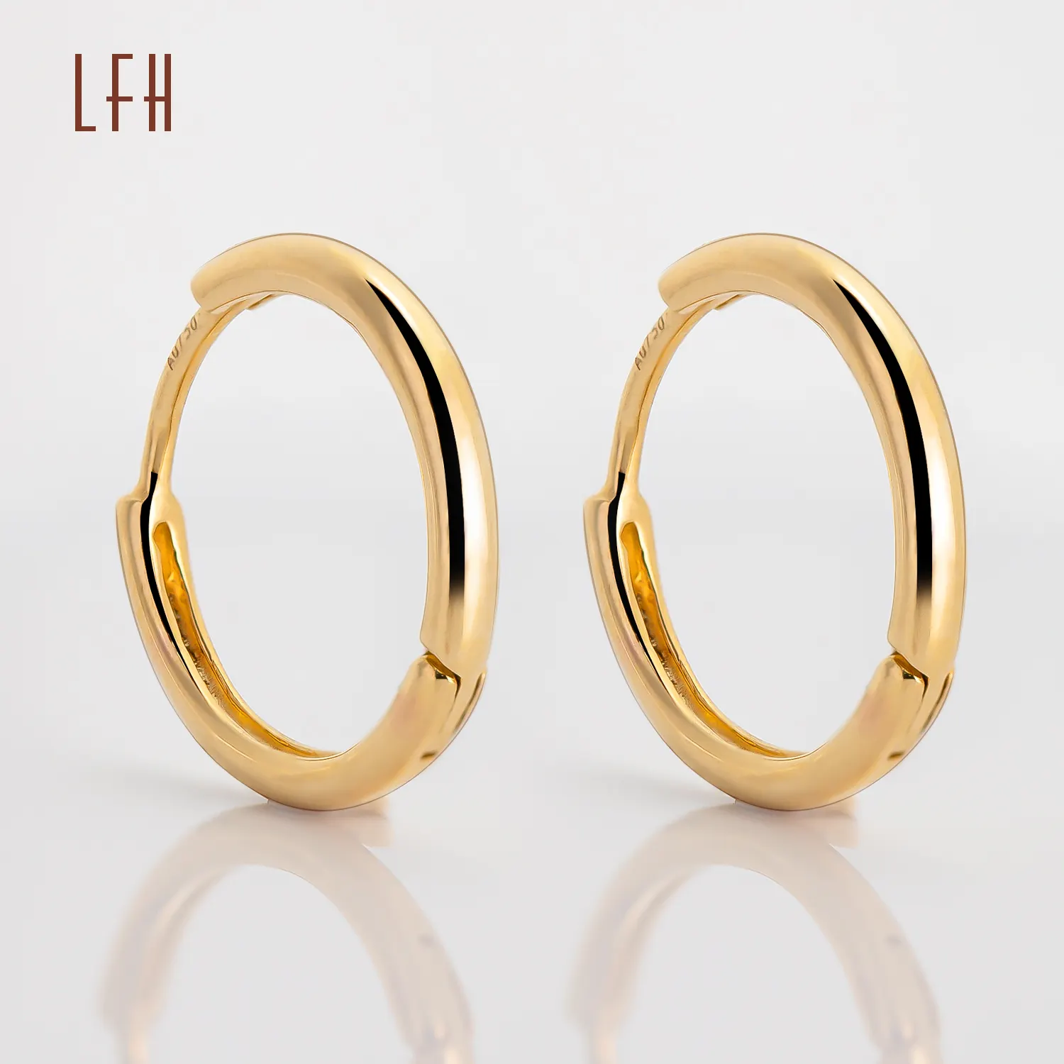 LFH Wholesale 18k Real Gold Mini 6mm 8mm 10mm Hoops Earrings Thin Hoop Earring 18k Solid Gold Small Hoop Earrings