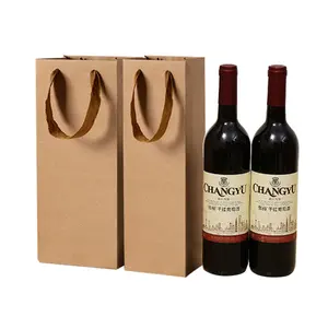 Suppliers Hot sale Production of red wine kraft paper handbag gift bag printing logo