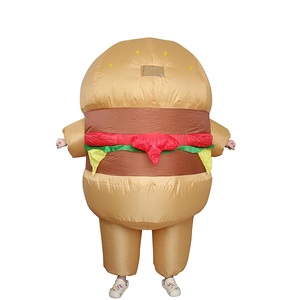 男性用ハロウィンコスチューム大人用フードコスプレビーフハンバーガーマスコットインフレータブル - Product Image 1