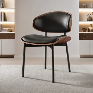 Sillas de mesa de comedor de madera maciza de diseño moderno Sillas de café de sala de estar de cuero de color personalizado - Product Image 3