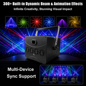 แสงเลเซอร์แอนิเมชั่นสีสันสดใส 20W DMX สำหรับดีเจ ดิสโก้ ไนท์คลับ แสงเวที 300 เอฟเฟกต์ ILDA ควบคุมด้วยเสียง สำหรับงานปาร์ตี้ แสงแสดงสด - Product Image 4