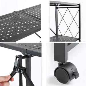 Estante de 4 niveles de almacenamiento extraíble plegable de acero al carbono, estantes plegables de <span class=keywords><strong>Metal</strong></span> para microondas para Cocina - Product Image 5