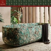 Muebles de Baño de Mármol Verde Amazon de Lujo GOLDKING, Grabado CNC, para Proyectos de Hoteles y Villas