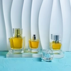 Bouteille vide de parfum cosmétique en verre transparent carré de 100ml avec bouchon à vis et emballage de pulvérisation à pompe - Product Image 2