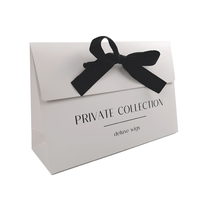 Sacs Cadeaux de Luxe en Papier Gaufré avec Lamination Mate, Logo Personnalisé, Sacs en Papier Blanc, Rubans, Dossiers en Carton pour Emballage de Chaussettes et Fourrures