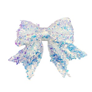 Festive <b>Large</b> Butterfly Bow Laser Glitter Accents Christmas Tree <b>Ornament</b> Factory Direct Custom White Polyester Eco-Friendly - Product Image 5