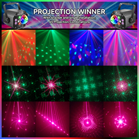 Mini Projecteur Laser R+G 3-en-1 pour Soirée Disco, Boule Magique UV Violette 65 Motifs Mixtes, Son et Télécommande Automatiques pour Chambre