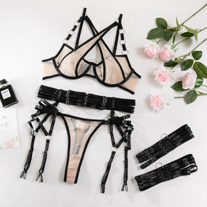 Lingerie seksi wanita pakaian dalam transparan renda bordir set singkat Bra Kit Push Up set Breves tipis Erotis 1411 - Product Image 6