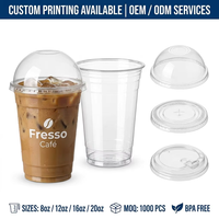 Gobelets en plastique PET transparents personnalisables avec logo imprimé, 16oz, 32oz, 12oz, jetables, pour matcha, café, avec couvercles et pailles pour boissons