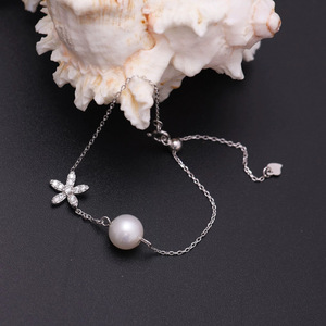 Pulsera de Perlas de Agua Dulce Naturales Tianzhuji de 10-11 mm, Casi Impecable, Plata Pura, Diseño de Pequeña Flor, Dije de Perla Blanca - Product Image 2
