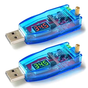 DC-DC LED, modul Regulator tegangan catu daya konverter penguat Buck naik/turun USB potensiometer dapat disesuaikan 5V ke DC 1-24v