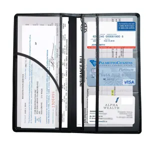 Customize PU leather pocket car registration and insurance passport documents folder holder