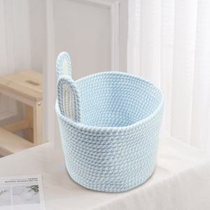 Cestino Portaoggetti <span class=keywords><strong>Piccolo</strong></span> Ecologico Pieghevole Rotondo in Corda di Cotone Intrecciata Personalizzabile per Bucato e Arredamento - Product Image 5