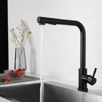 Robinet de cuisine à poignée unique en acier inoxydable Robinet d'évier coulissant chaud et froid Robinet d'évier rotatif pour lave-vaisselle en céramique en laiton pour