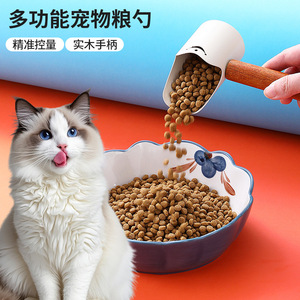 Cuillère à nourriture pour animaux de compagnie en acier inoxydable avec manche en bois, grande capacité pour l'alimentation des chats et des chiens - Product Image 3