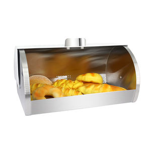 Soporte grande para pan de cocina, caja de almacenamiento Vertical para pan, contenedor de almacenamiento de alimentos blanco, contenedor de pan con tapa enrollable de Metal para panadería - Product Image 3