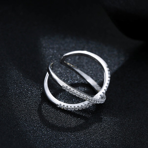 Anillo de plata 925 pura con apertura, joyería de plata pura con diamantes geométricos, temperamento, venta al por mayor, novedad de 2022 - Product Image 3