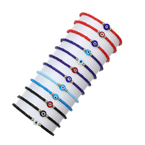 Wholesale Boho 12 Pcs Colorful Tukish Handmade Braided Strings Good Luck Blue Eyes Rice <b>Beaded</b> <b>Bracelets</b> - Product Image 2