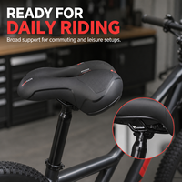 Selle de vélo en cuir hautement élastique, couleur noire, composants de vélo, amortissante et imperméable, ventilation