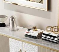 Meuble TV en acier inoxydable doré American Shell Meuble TV moderne avec dessus en marbre Ensemble de table basse Meuble de rangement de luxe de designer