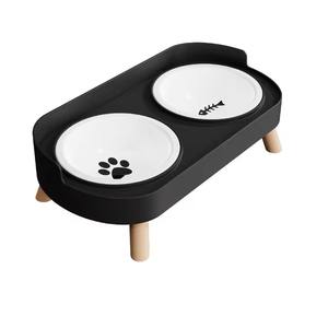 Novo Design Ecológico 2 em 1 Tigela de Alimentação Dupla em Cerâmica com Padrão Sólido Anti-derramamento para Cães e Gatos - Product Image 5