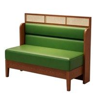 Banc banquette haut dossier en bois massif et cuir sur mesure pour restaurants, cafés, bars - Qualité commerciale, durable, avec rangement