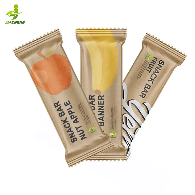 Sac d'emballage alimentaire biodégradable à joint chauffant brun kraft chocolat noix snack granola barre d'énergie emballage d'emballage