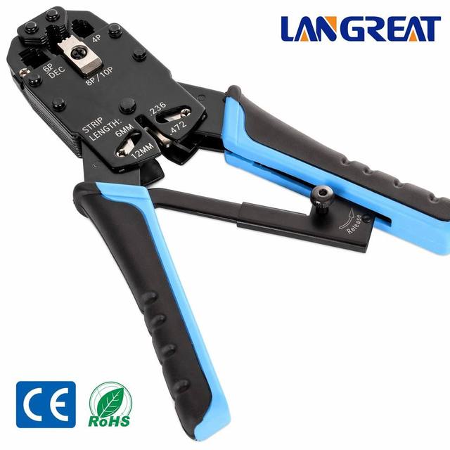 3-in-1 RJ45 RJ11 RJ12 Crimping Tool 8P 6P 4P Ratchet Modular Network Crimper with Stripper Cutter Heavy Duty
