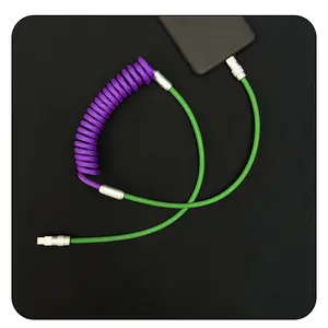 Spiral Contrast DIY Fishnet Weaving Double Color-block Spring Wire Aluminum Alloy Shell Super Fast Charging Data Cable
