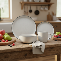 Ensembles de vaisselle en grès classiques de luxe |   Assiettes et tasses en céramique blanche émaillée |   Résistant au four, résistant à la chaleur, compatible lave-vaisselle, prêt pour les fêtes