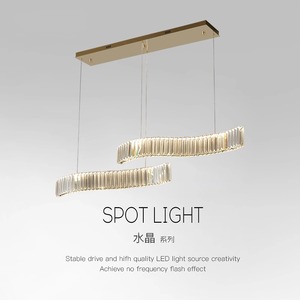 Crystal Chandelier Long Strip LED Pendant <b>Light</b> <b>Remote</b> <b>Control</b> For Dining Room Table Modern Minimalist Style 100cm 120cm 140cm - Product Image 2
