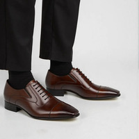 2024 Chaussures d'Affaires Oxford Homme en Cuir PU, Montantes, à Lacets, Tête Carrée, pour Mariage, avec Logo Personnalisé (MOQ 1)