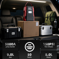 Portable P60 Car Jump Starter 16000mAh Power Pack 160PSI Air Compressor Tire Inflator LED Battery Booster Jumper Spark Truck