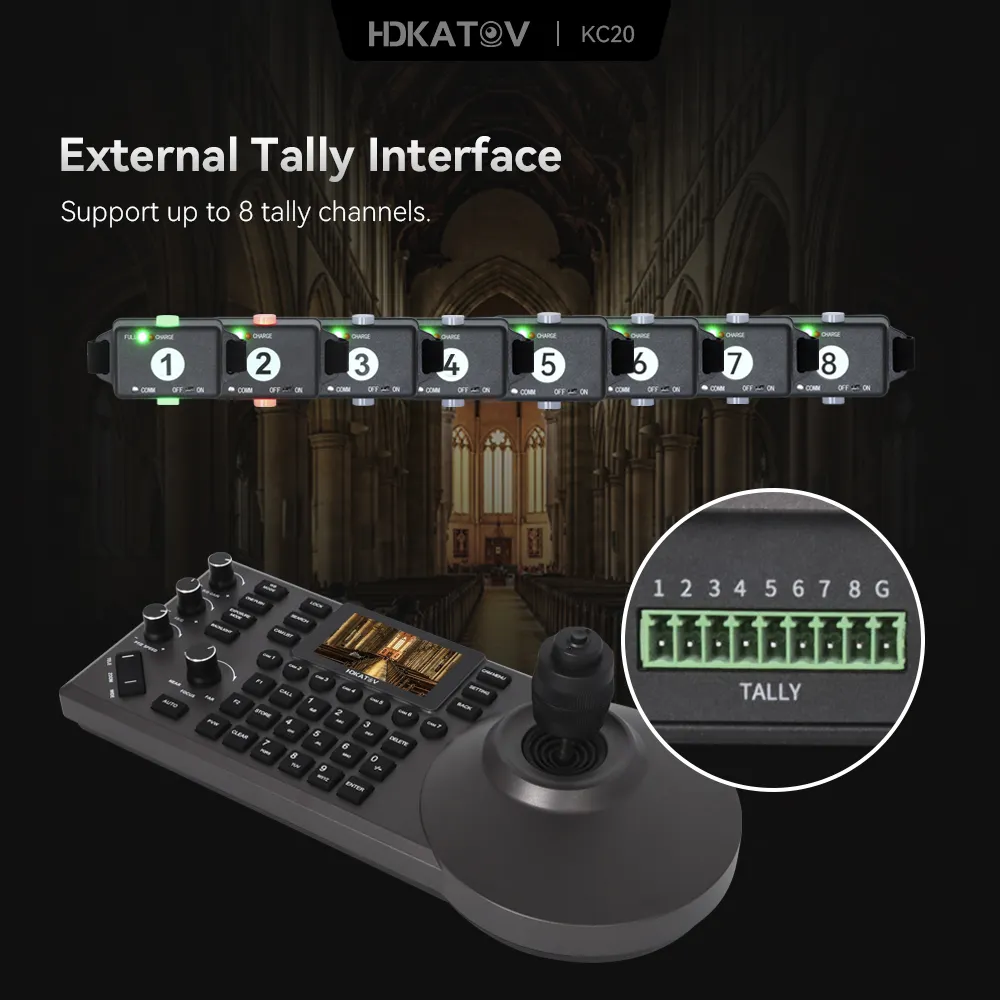 HDKATOV Peralatan Studio Siaran IP Ptz Pengontrol Keyboard Kamera untuk Siaran Langsung Streaming